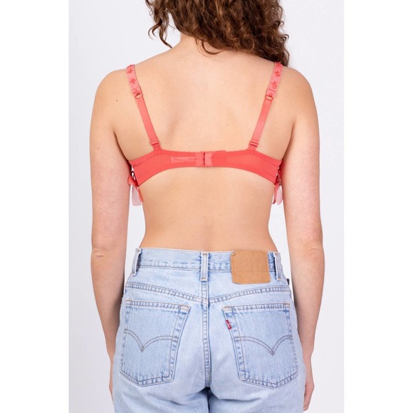 Vintage Aubade Paris Lace &‎ Mesh Bra 36C | Y2k Boho Sheer Coral French Lingerie - Picture 5 of 7